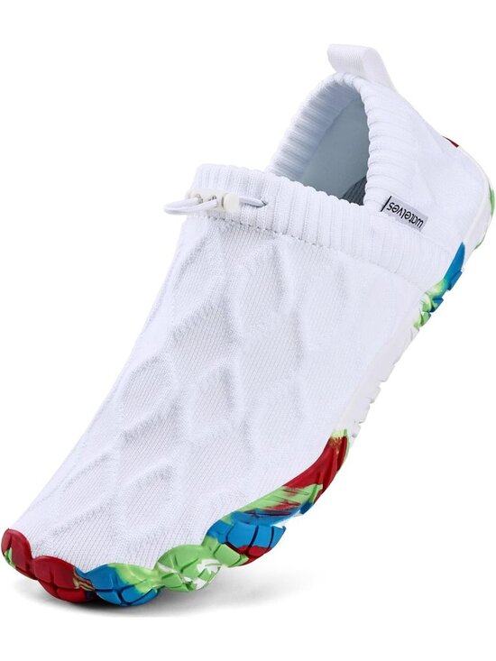 ?Men\'s White/colorful Knit Pull on Comfortable Elastic Adjustable Non Slip Shoe main image 4